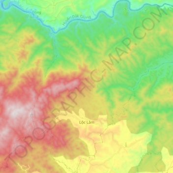 Xã Lộc Lâm topographic map, elevation, terrain