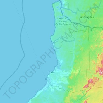 Bata topographic map, elevation, terrain