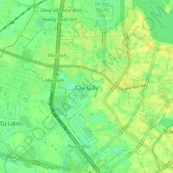 Cau Giay District topographic map, elevation, terrain