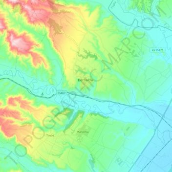 Bernalda topographic map, elevation, terrain