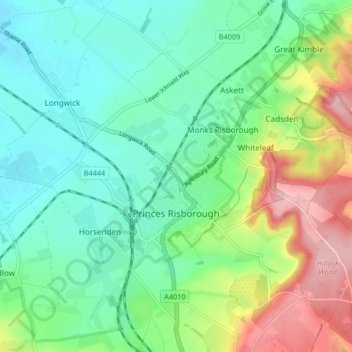 Princes Risborough topographic map, elevation, terrain