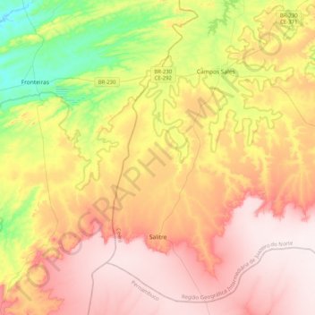 Salitre topographic map, elevation, terrain