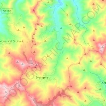 Fondachelli-Fantina topographic map, elevation, terrain