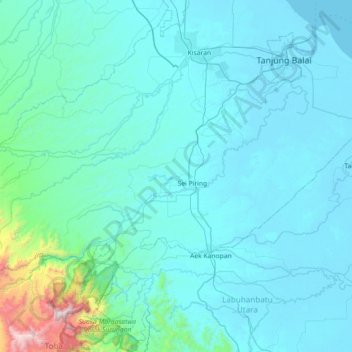 Sungai Asahan topographic map, elevation, terrain