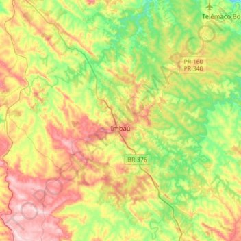 Imbaú topographic map, elevation, terrain