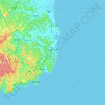 Isumi topographic map, elevation, terrain