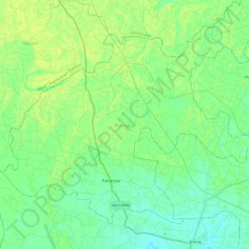 Paharpur topographic map, elevation, terrain