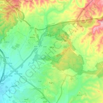 Meitar topographic map, elevation, terrain