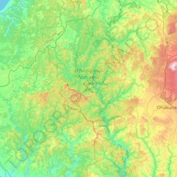 Whanganui National Park topographic map, elevation, terrain