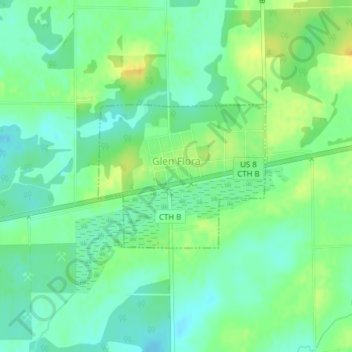 Glen Flora topographic map, elevation, terrain