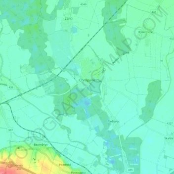 Chropyně topographic map, elevation, terrain