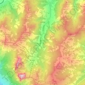 Alpthal topographic map, elevation, terrain
