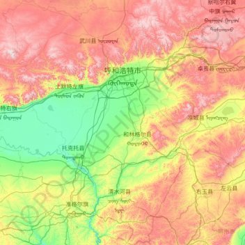 Hohhot City topographic map, elevation, terrain