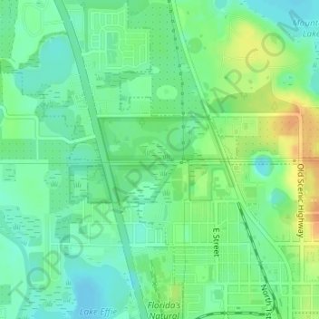 Lake Wales Ridge Wildlife and Environmental Area topographic map, elevation, terrain