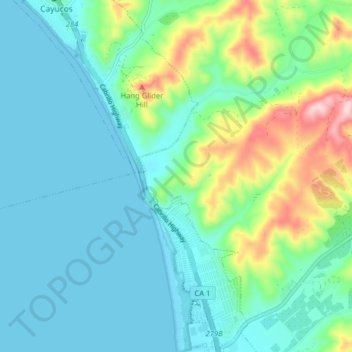 Morro Strand State Beach topographic map, elevation, terrain