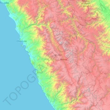 Ancash topographic map, elevation, terrain