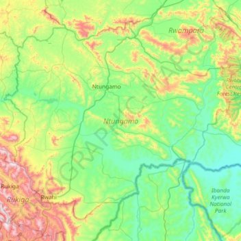 Ntungamo topographic map, elevation, terrain