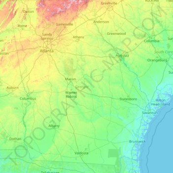 Georgia Topographic Map Elevation Terrain   Thumbnail 