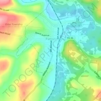 Patton topographic map, elevation, terrain