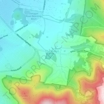 The Basin topographic map, elevation, terrain