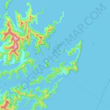 Queen Charlotte Sound topographic map, elevation, terrain