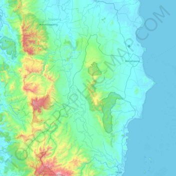 Bone topographic map, elevation, terrain