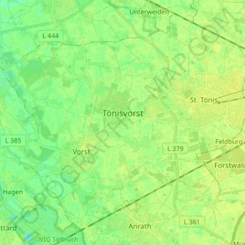 Tönisvorst topographic map, elevation, terrain