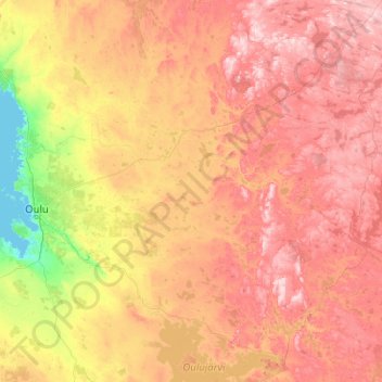 Oulunkaaren seutukunta topographic map, elevation, terrain
