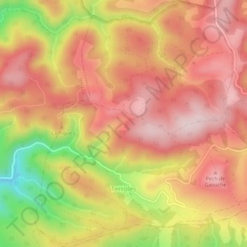 Terroles topographic map, elevation, terrain