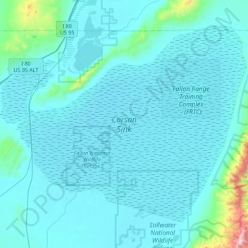 Carson Sink topographic map, elevation, terrain