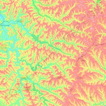 Harrison County topographic map, elevation, terrain