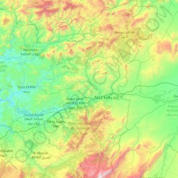 Taza Province topographic map, elevation, terrain