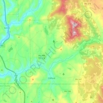 Clifford Township topographic map, elevation, terrain