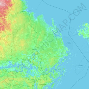 Province of Uppland topographic map, elevation, terrain