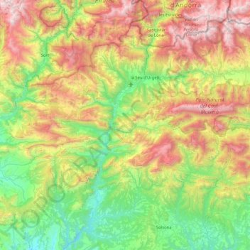 Alt Urgell topographic map, elevation, terrain
