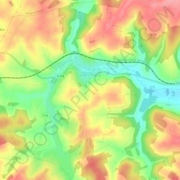 Logny-Bogny topographic map, elevation, terrain