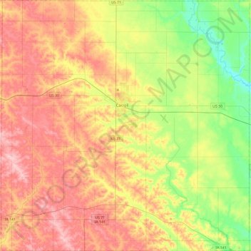 Carroll County topographic map, elevation, terrain