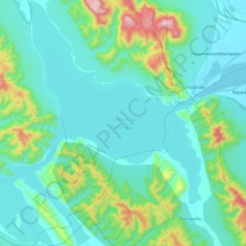 Somasila Reservoir topographic map, elevation, terrain