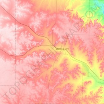 Sterling County topographic map, elevation, terrain