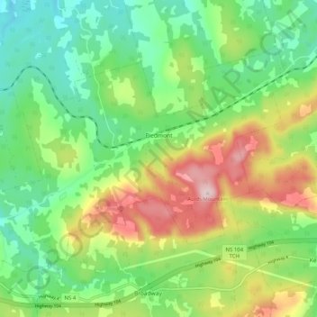 Piedmont topographic map, elevation, terrain