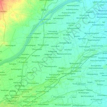Thiruvidaimarudur topographic map, elevation, terrain