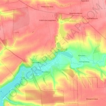 Novooleksandrivka rural hromada topographic map, elevation, terrain