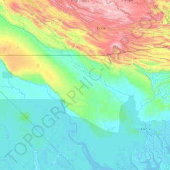 Kikori River topographic map, elevation, terrain