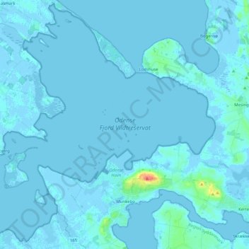 Odense Fjord topographic map, elevation, terrain