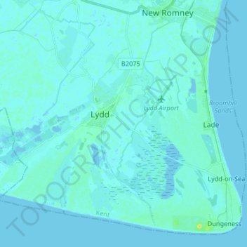 Lydd topographic map, elevation, terrain