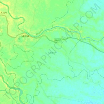 Jajapur topographic map, elevation, terrain