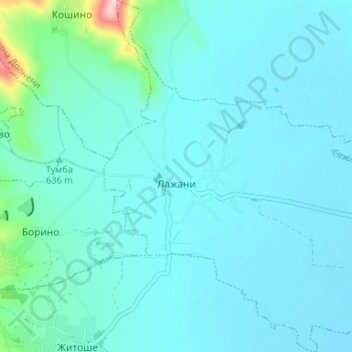 Lazhani topographic map, elevation, terrain