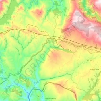 A Gudiña topographic map, elevation, terrain