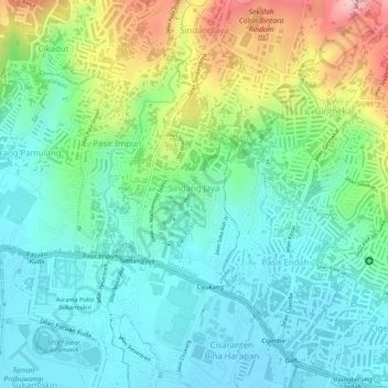 Sindangjaya topographic map, elevation, terrain