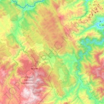 Jacala de Ledezma topographic map, elevation, terrain